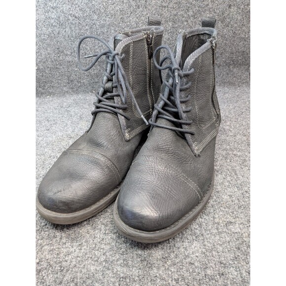 Gray Saks Fifth Avenue Men's  Black Leather Double Zip/Lace Up Boots Size 11 - Picture 1 of 15